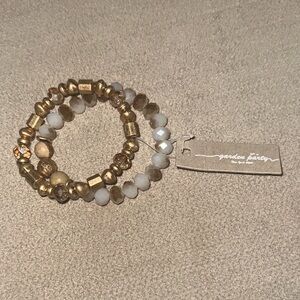 Gold and Gray Beaded Bracelet Set